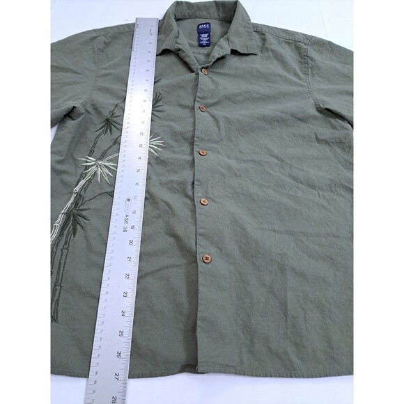 Bamboo Hawaiian Linen Rayon Rockabilly Tropical Island Shirt Size Medium Green - Picture 6 of 6